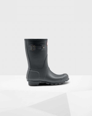 Hunter Original Short Mid-Calf Women Rain Boots Grey | 882255146