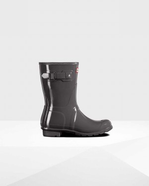 Hunter Original Short Mid-Calf Women Rain Boots Grey | 803247104