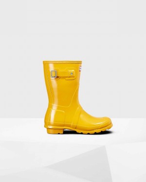 Hunter Original Short Mid-Calf Women Rain Boots Yellow | 148742217