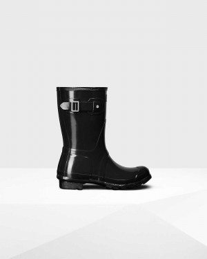 Hunter Original Short Mid-Calf Women Rain Boots Black | 405000984