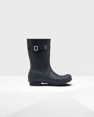 Hunter Original Short Mid-Calf Women Rain Boots Navy | 770541369