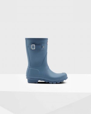 Hunter Original Short Mid-Calf Women Short Boots Blue | 222047180