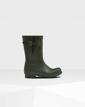 Hunter Original Short Side Adjustable Men Rain Boots Olive | 894899670