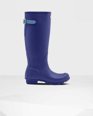 Hunter Original Tall Back Adjustable Women Rain Boots Blue | 486732541