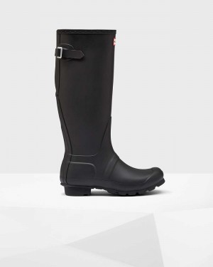 Hunter Original Tall Back Adjustable Women Rain Boots Black | 255800048