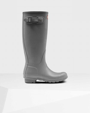 Hunter Original Tall Exploded Logo Texture Women Rain Boots Grey | 829732748