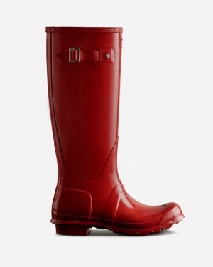 Hunter Original Tall Gloss Women Wellington Boots Red | 40163899
