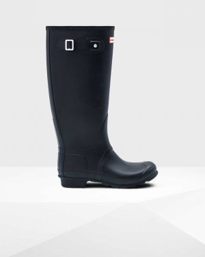 Hunter Original Tall Wide Leg Women Rain Boots Navy | 278677864
