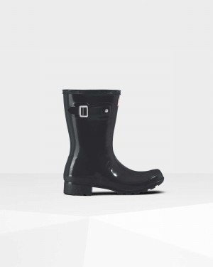 Hunter Original Tour Foldable Short Mid-Calf Women Boots Black | 95537043