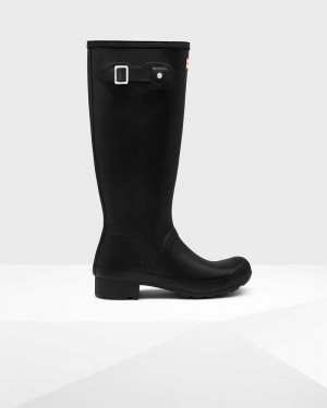 Hunter Original Tour Foldable Tall Women Rain Boots Black | 662436041