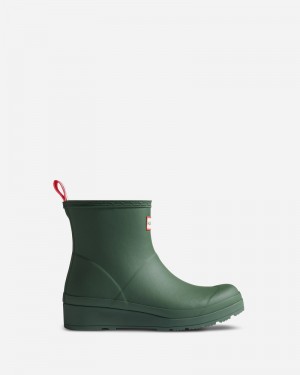 Hunter Play Shearling Insulated Short Women Wellington Boots Green | 358912629