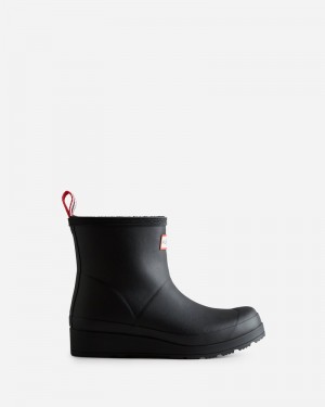 Hunter Play Shearling Insulated Short Women Wellington Boots Black | 474737399