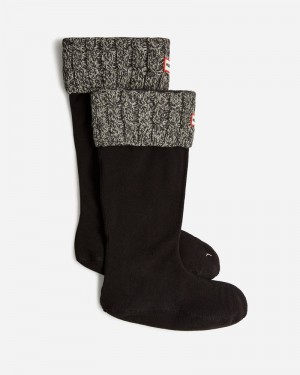 Hunter Recycled 6 Stitch Cable Cuff Tall Boot Men Socks Black | 782700925