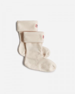 Hunter Recycled Fleece Cuff Short Boot Men Socks White | 210030226