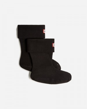 Hunter Recycled Fleece Cuff Short Boot Women Socks Black | 317843729