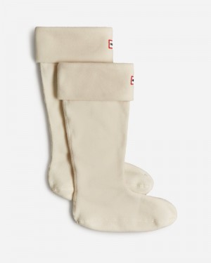 Hunter Recycled Fleece Cuff Tall Boot Men Socks White | 496451391