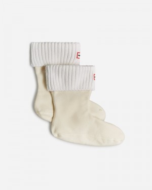 Hunter Recycled Half Cardigan Cuff Short Boot Men Socks White | 302366057
