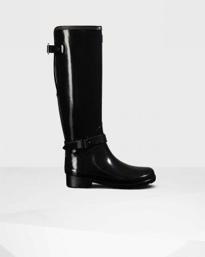 Hunter Refined Adjustable Tall Women Rain Boots Black | 127704439