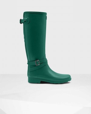 Hunter Refined Slim Fit Adjustable Tall Women Rain Boots Green | 92728419