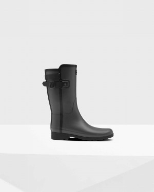 Hunter Refined Slim Fit Contrast Short Mid-Calf Women Rain Boots Grey | 31030862