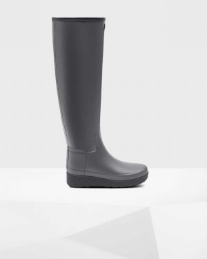 Hunter Refined Slim Fit Creeper Knee-High Women Wellington Boots Black | 675846520