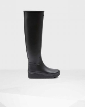 Hunter Refined Slim Fit Creeper Knee-High Women Rain Boots Black | 361492642