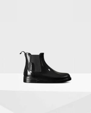 Hunter Refined Slim Fit Men Chelsea Boots Black | 802539283