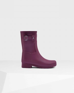 Hunter Refined Slim Fit Short Mid-Calf Women Short Boots Purple | 640795153