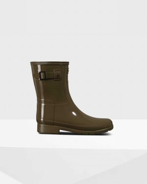 Hunter Refined Slim Fit Short Mid-Calf Women Short Boots Olive | 776388009