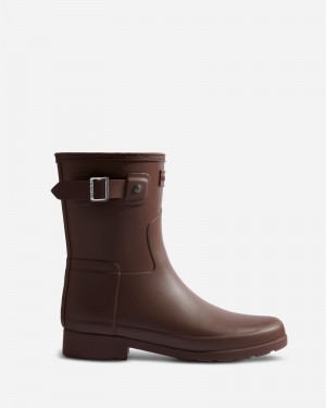 Hunter Refined Slim Fit Short Women Wellington Boots Brown | 518776564