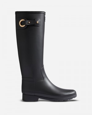 Hunter Refined Slim Fit Tall Eyelet Buckle Women Wellington Boots Black | 665547628