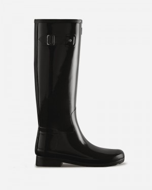 Hunter Refined Slim Fit Tall Gloss Women Wellington Boots Black | 59470435
