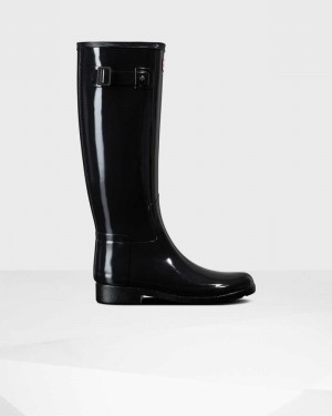 Hunter Refined Slim Fit Tall Women Wellington Boots Black | 739564805