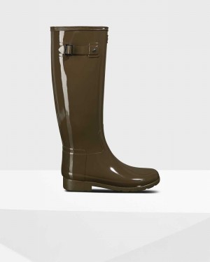 Hunter Refined Slim Fit Tall Women Wellington Boots Olive | 78833795