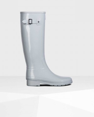 Hunter Refined Slim Fit Tall Women Wellington Boots Grey | 506473616