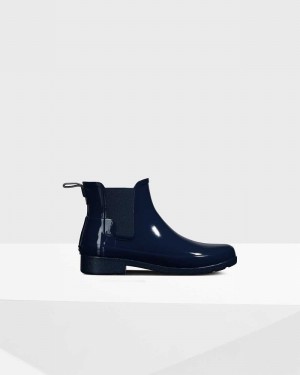 Hunter Refined Slim Fit Women Chelsea Boots Navy | 794145398
