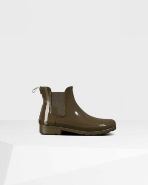 Hunter Refined Slim Fit Women Chelsea Boots Olive | 118932336