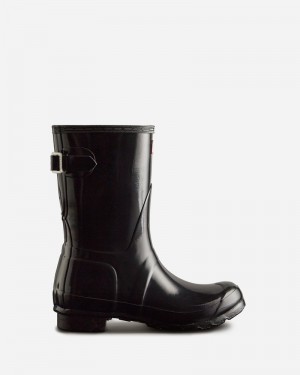 Hunter Short Back Adjustable Gloss Women Wellington Boots Black | 348541797
