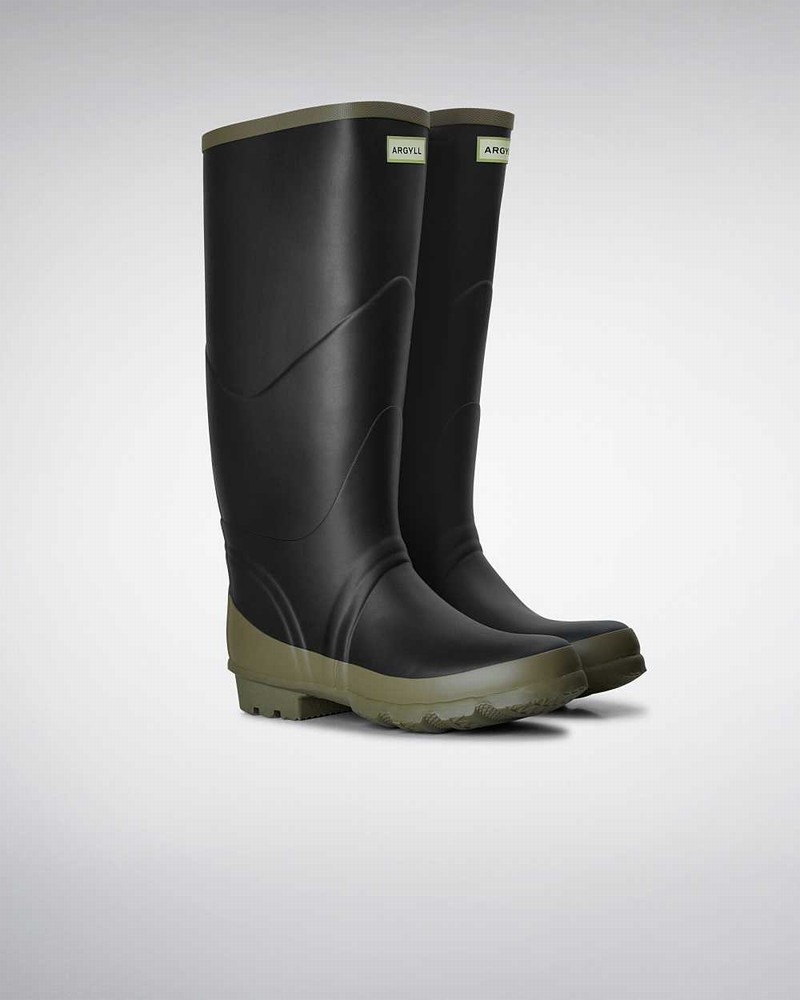 Hunter Argyll Bullseye Full Knee Women Rain Boots Black | 307383515