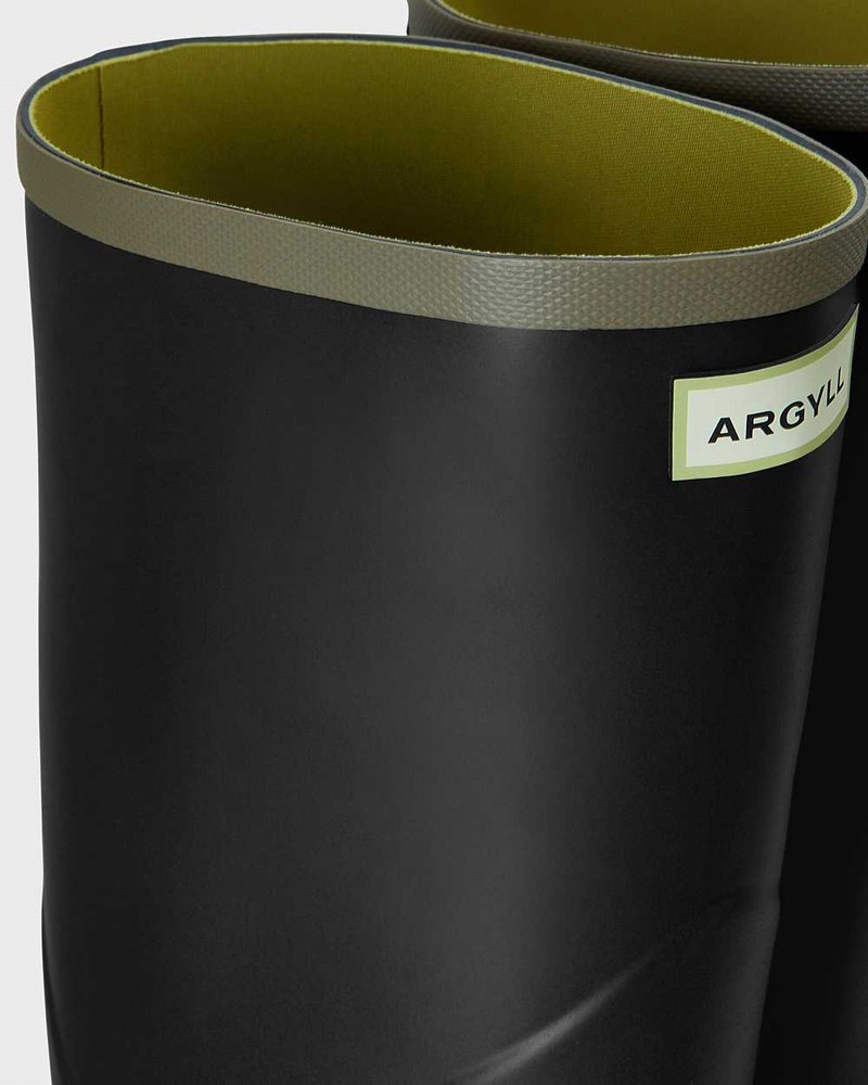 Hunter Argyll Bullseye Full Knee Women Rain Boots Black | 307383515