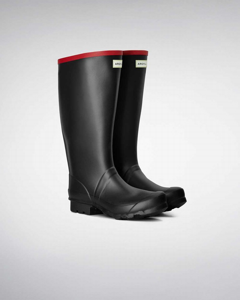 Hunter Argyll Full Knee Women Rain Boots Black | 223100299