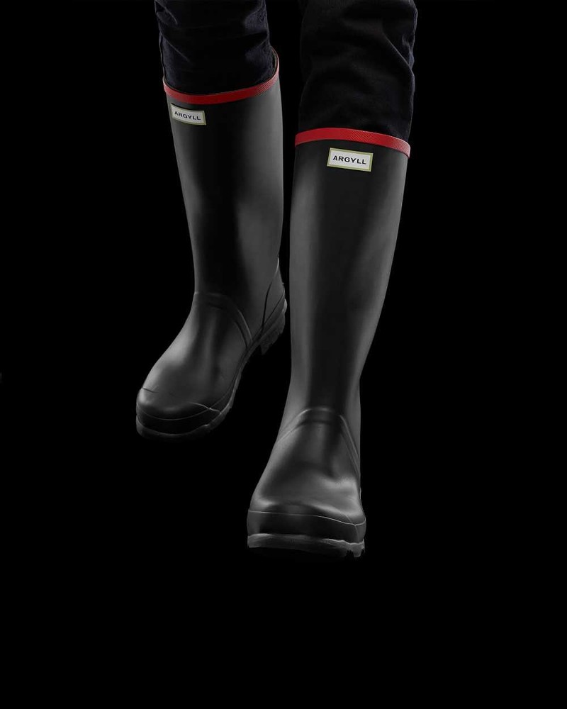Hunter Argyll Full Knee Women Rain Boots Black | 223100299
