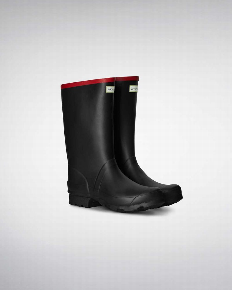 Hunter Argyll Short Women Rain Boots Black | 648695074