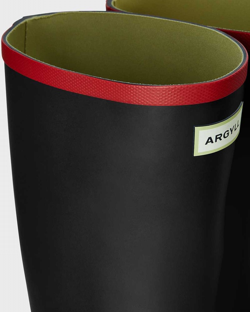Hunter Argyll Short Women Rain Boots Black | 648695074