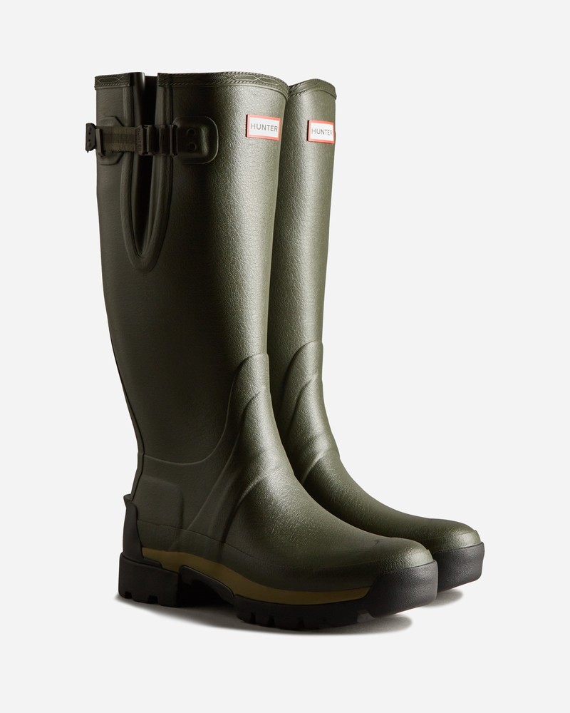 Hunter Balmoral Adjustable 3mm Neoprene Men Wellington Boots Olive | 696720419