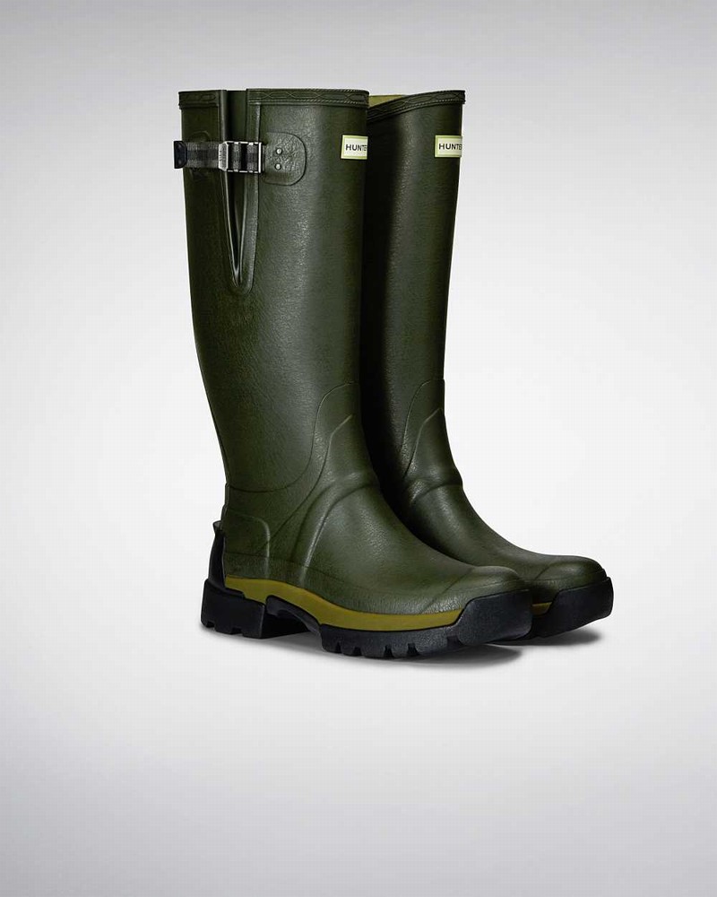 Hunter Balmoral Bamboo Carbon Men Wellington Boots Olive | 86828878
