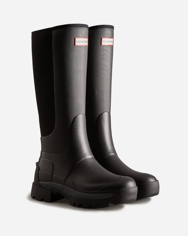 Hunter Balmoral Field Hybrid Tall Women Wellington Boots Black | 819177526