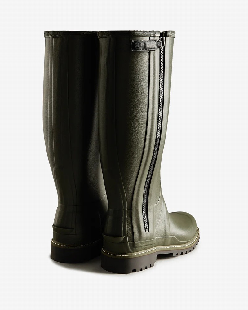 Hunter Balmoral Full Zip Commando Tall Men Wellington Boots Green | 244181763