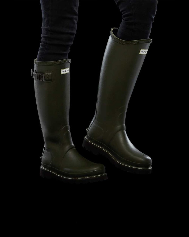 Hunter Balmoral Poly-lined Women Rain Boots Olive | 46108801