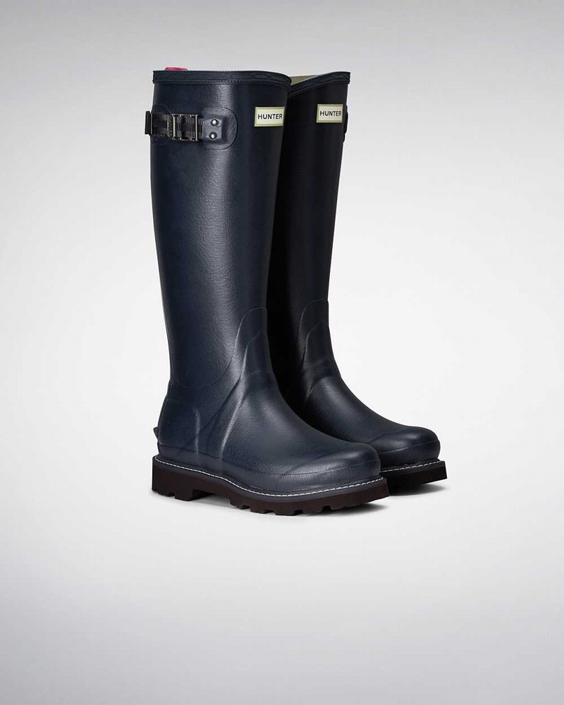 Hunter Balmoral Poly-lined Women Rain Boots Navy | 748903163